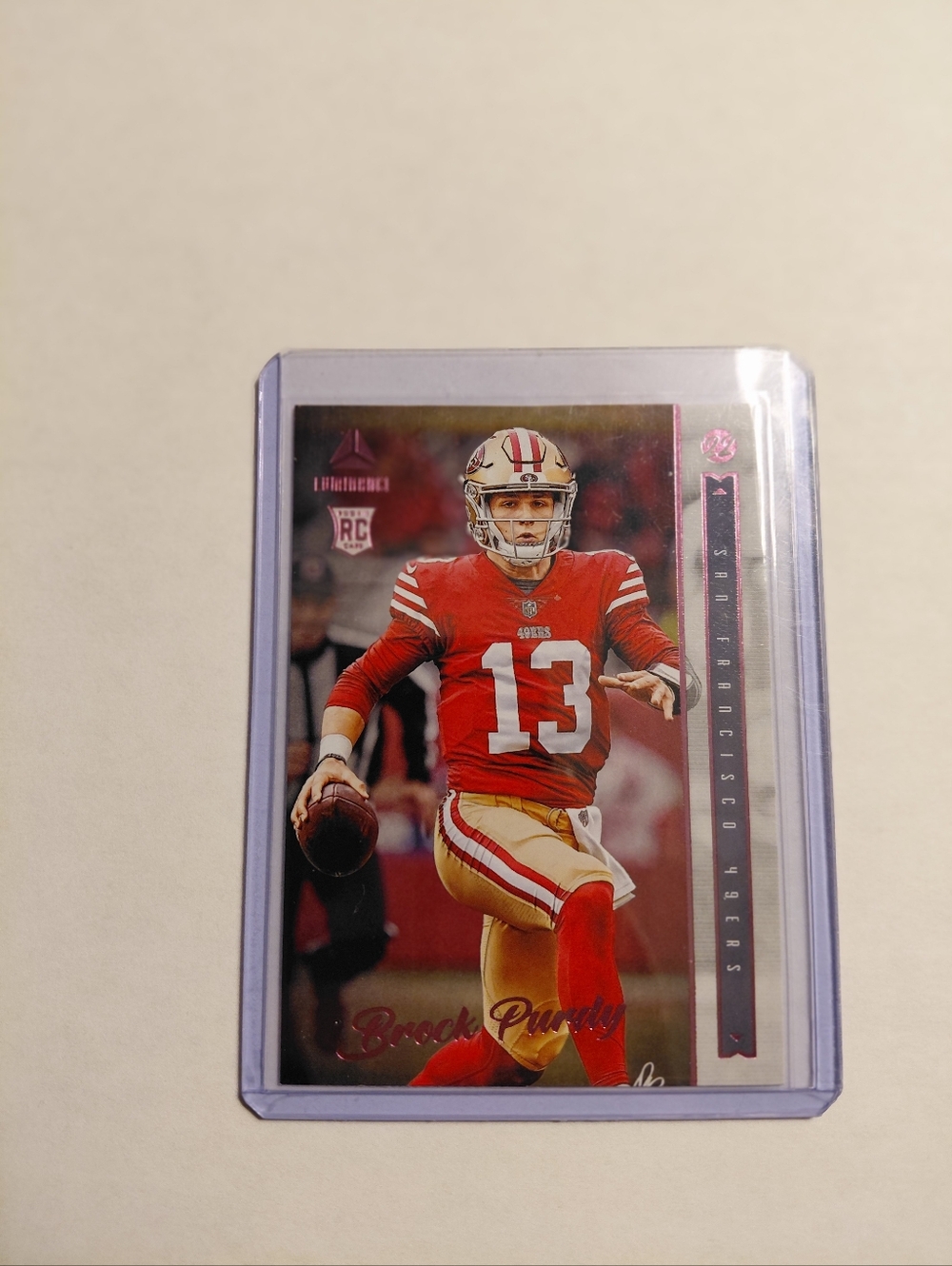 Brock Purdy Rookie Football Card - Red & Pink